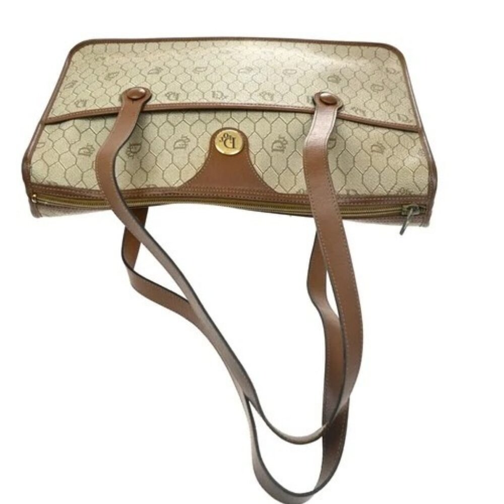 CHRISTIAN DIOR Logo Honeycomb Shoulder Hand Bag PVC Leather Beige GHW 62CA527 - Picture 5 of 16